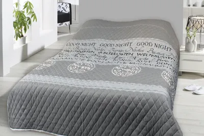 Produktbild von Tagesdecke Wohndecke 220x240 cm Grau Good Night Rautensteppung Wattiert XXL Doppelbett