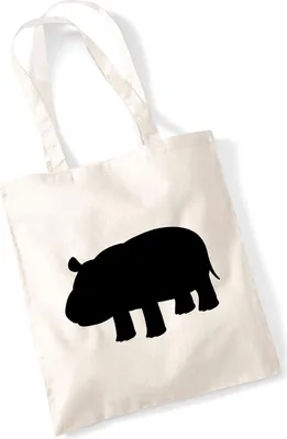 Produktbild von Huuraa Jutebeutel Nilpferd Silhouette 10 Liter Natural Baumwolle Tasche Geschenkidee