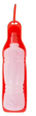 Produktbild von Reisetrinkflasche für Haustiere 400ml Wasserspender Trinknapf Trinkflasche Napf, Farbe:rot