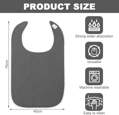 Produktbild von 2 Stš¹ck L?tzchen fš¹r Erwachsene, Senioren Mehrweg Waschbar Wasserdichte L?tzchen, Schlabberlatz fš¹r Erwachsene, Leicht zu Reinigen, Unisex Kleiderschutz mit Klettverschluss fš¹r ?ltere und Behinderte