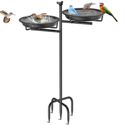 Produktbild von 2-in-1 Metall Vogelbad und Futterstelle für Garten-Vögel - Stehend