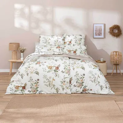 Produktbild von Estella Interlock Jersey Bettwäsche Perla 6913-110 Blumen Weiß 135x200