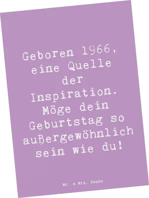 Produktbild von Mr. & Mrs. Panda Ansichtskarte Spruch 1966 Geburtstag - Lavendeltraum - Geschenk, Grußkarte, Happy Birthday, Geburtstagsgeschenk, bildkarte, Geboren, Glückwunsch, Alter