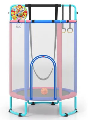 Produktbild von KOMFOTTEU Kindertrampolin Ø 140 cm mit Sicherheitsnetz & Randabdeckung
