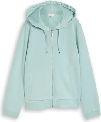 Produktbild von Tom Tailor Hoodie Sweatjacke aus Scuba mit Kapuze, knitterarm und elastisch