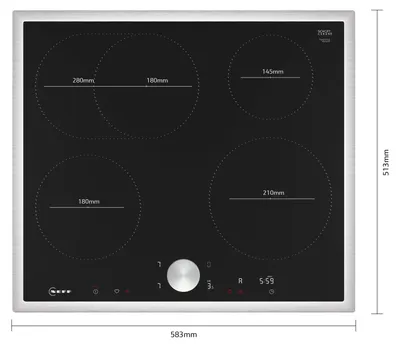 Produktbild von Neff T56STF1L0, Schwarz, Integriert, 60 cm, Zonen-Induktionskochfeld, 4 Zone(n), 4 Zone(n)