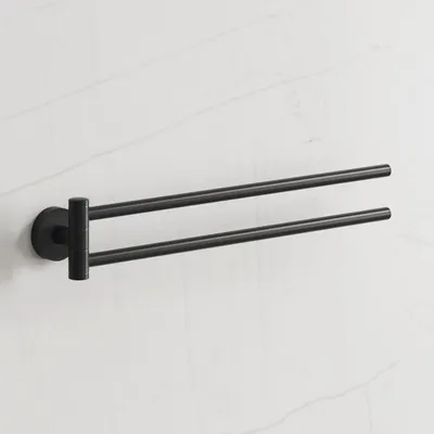 Image de Porte-serviettes Kronenbach Lima 2.0, noir, à 2 barres, 46,5 cm
