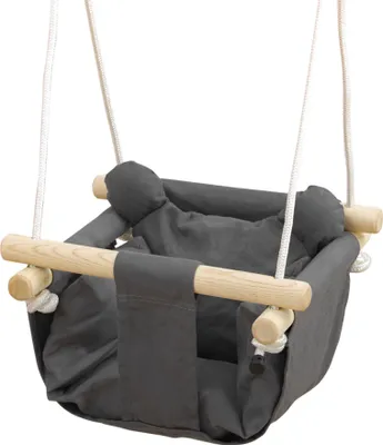 Produktbild von AIYAPLAY Babyschaukel, Kinderschaukel für 9–36 Monate, mit gepolstertem Sitz und verstellbaren Seilen, Belastung 70 kg, für drinnen und draußen, 40 x 40 x 110–180 cm, Dunkelgrau