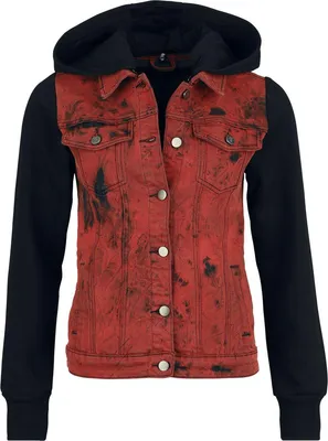 Produktbild von RED by EMP Damen rote Jacke mit Sweat-Ärmeln und Kapuze XXL