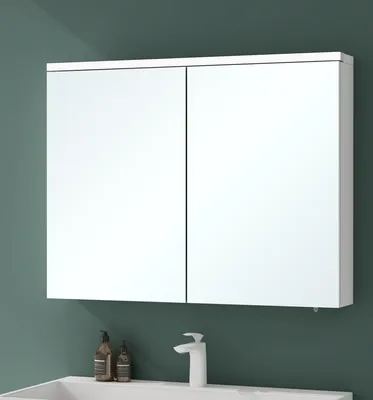 Produktbild von Mai & Mai Spiegelschrank Bad mit LED Beleuchtung Badezimmerschrank Hängeschrank Badezimmerspiegel BxTxH 70x15x70 cm Weiß matt Spiegelschrank-03