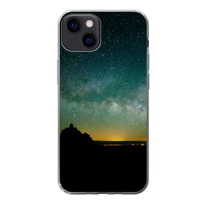 Produktbild von MuchoWow® Handyhülle Schutzhülle Hülle für iPhone 13 Universum - Sternenhimmel - Grün - Jungen - Mädchen - Kinder Silikon Softcase Handy Hülle - Karteninhaber