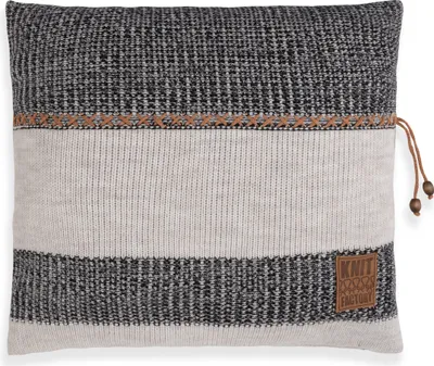 Produktbild von Knit Factory Roxx Kissen - Beige/Schwarz - 50x50 cm