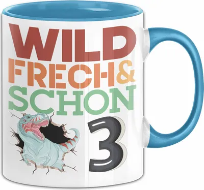 Produktbild von 3. Geburtstag Geschenk Tasse Becher Wild Frech Und Schon 3 (Blau)
