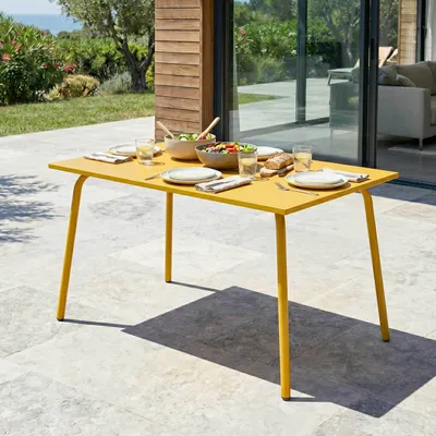 Immagine prodotto di Tavolo da giardino in acciaio giallo - Oviala Palavas