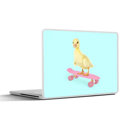 Produktbild von MuchoWow® Laptop Aufkleber Sticker Cover Ente - Küken - Skateboard - Blau - Rosa 30x22 cm - Laptop-Sticker