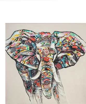 Produktbild von Casablanca by Gilde Leinwandbilder Bild Bunter Elefant, handbemalt H. 100 cm,38174