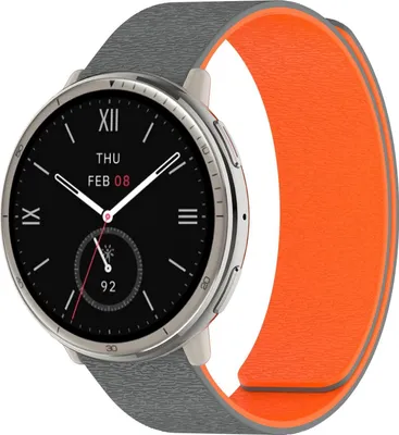 Produktbild von Für Amazfit Active 2 / Active 2 Square Design Silikon Soft Magnetisches Armband Grau / Orange