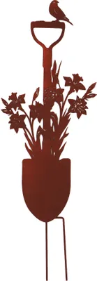 Produktbild von UNUS Gartenstecker Spaten Narzissen 74,5x17 cm Gartendeko Edelrost Metall