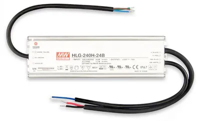 Zdjęcie produktu dla Zasilacz LED ISOLED MW HLG240H-24B, 24V/DC, 0-240W, możliwość ściemniania 1-10V (100-240W), klasa szczelności IP67, SELV