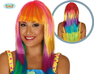 Produktbild von Regenbogen Clown Karneval Haarpracht Faschingsperücke Kostüm Accessoire Festival Party Stile Lebhafte Perücke Karnevalsfrisur Lustige Kopfbedeckung Multicolor Fasching, Farbe: Mehrfarbig