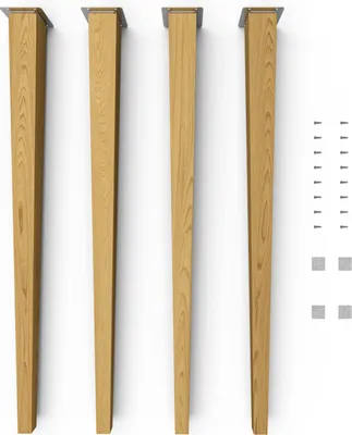 Produktbild von 4x sossai Holzfüße eckig - gerade Ausführung 71cm Eiche