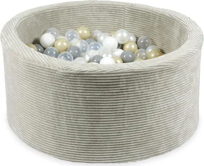 Produktbild von Trockenbecken 90x40 Corduroy grau mit 300 Bällen: transparent, weiß, perlmutt, grau, hellgold