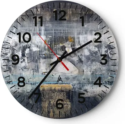 Produktbild von Wanduhr - Rund - Glasuhr - Abstraktion modern - 30x30cm - Schleichendes Uhrwerk - Lautlos - zum Aufhängen bereit - Dekoration Modern - Wanddekoration aus Glas - C4AR30x30-3474