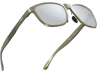 Imagen del producto de Gafas de sol para hombre, polarizadas, con montura de metal de aleación de aluminio y magnesio, ultraligeras, protección UV400, categoría 3, color marrón/plateado espejado