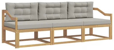 Imagen del producto de vidaXL Juego de 3 sofás de exterior, color blanco y gris claro, fabricados en poliéster
