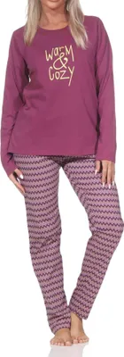 Produktbild von Normann Damen langarm Schlafanzug Pyjama im Ethnolook ; beere , 44