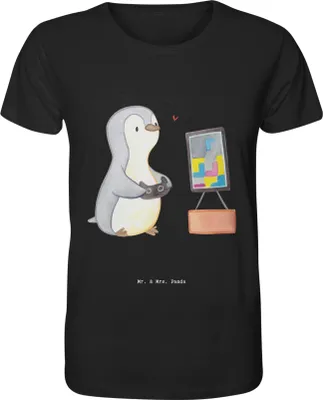 Produktbild von Mr. & Mrs. Panda Tshirt Pinguin Zocken Größe M - Schwarz - Geschenk, Videospiele, Shirt Herren, Herren-T-Shirt, Videogames, T-Shirt, Gaming