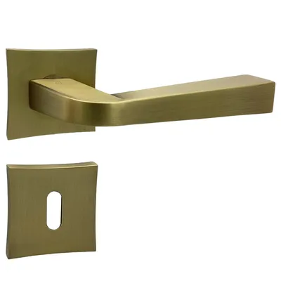 Produktbild von DOMINO Türgriff Drückergarnitur BB-Buntbart Set | Türklinke für Zimmertür, Bürotür, Kellertür & Innentür | Aluminium | Bronze Matt | ANDY-QR M3 MATT |
