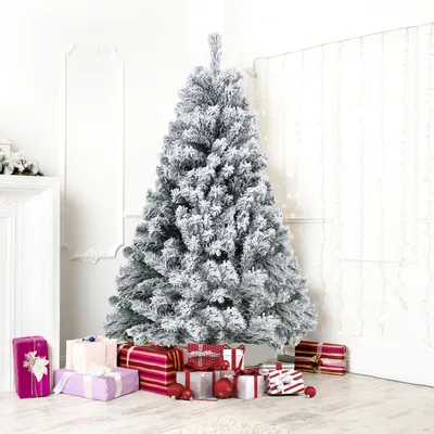 Obrázok produktu pre Vianočný stromček Ikodm, výška 150 cm, s efektom snehu, 550 vetvičiek, umelý smrek hustý a s bohatou výplňou, s kovovým podstavcom