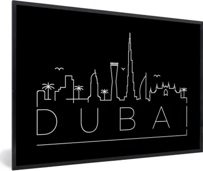 Produktbild von MuchoWow® MuchoWow® Gerahmtes Poster Skyline "Dubai" schwarz 90x60 cm - Poster mit zchwarzem Bilderrahmen - Fotorahmen - Foto-Plakat