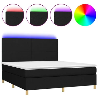 Produktbild von vidaXL Boxspringbett mit Matratze & LED Schwarz 160x200 cm Stoff
