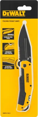 Produktbild von DEWALT Klappmesser 82mm mit robustem Aluminiumgehäuse und integrierten Abisolierklingen DWHT0-10313