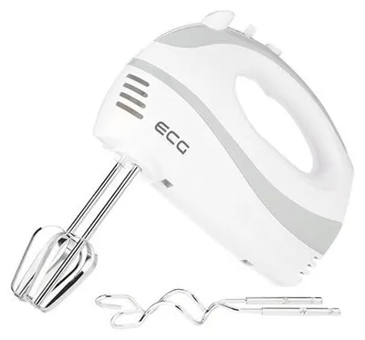 Zdjęcie produktu dla ECG RS 200 | Mikser ręczny | 5 ustawień prędkości | Przycisk TURBO | 2 trzepaczki i 2 haki do ciasta | 200 W | Biały/szary |