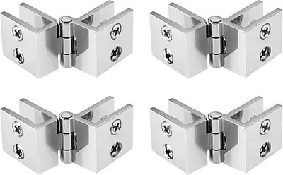 Produktbild von 4-stufige Glas-Tür-Scharniere 180° Öffnungsgrad - Kasten-Tür-Scharniere mit Glasklem - Bilateraler Clip - für 5-8mm-Glas - Scharniere für Glaskasten-Tür