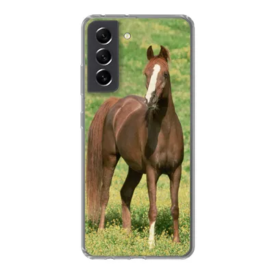 Produktbild von MuchoWow® Handyhülle Schutzhülle Hülle für Samsung Galaxy S21 FE Pferde - Gras - Braun Silikon Softcase Handy Hülle - Mobiltelefonhülle