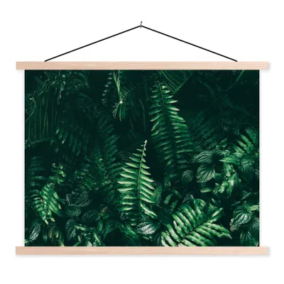 Produktbild von MuchoWow® Textilposter Blätter - Dschungel - Natur - Tropisch - Pflanzen 120x90 cm mit holzfarbenen Rahmen - Magnetisch