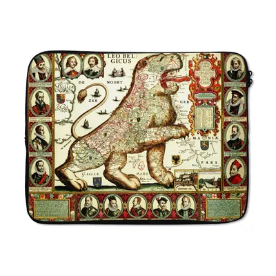Produktbild von MuchoWow® Laptop Hülle 17 Zoll Laptoptasche Historische Karte der alten Niederlande - Zipper - Schutzabdeckung