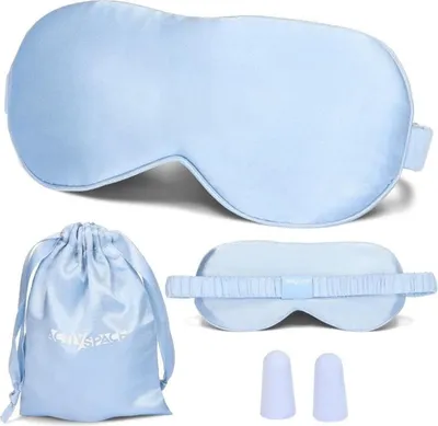 Image de Masque de sommeil en soie, confortable pour dormir - bleu