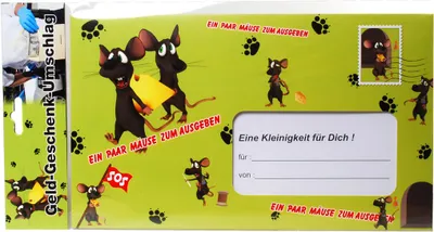 Obrázok produktu pre 1 obrovská karta s obálkou Pár myší na míňanie peňazí darčekový kartónový papier 18 x 30 cm farebný
