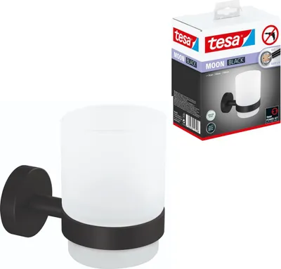 Produktbild von tesa MOON BLACK Zahnputzbecher Halter matt inkl. Klebelösung