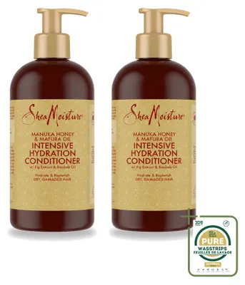 Image de 2 x Après-shampoing hydratant intensif SheaMoisture - Miel de Manuka et huile de Mafura - 384 ml - Lot de 2