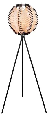 Image de EGLO Lampadaire sur pied Waverton, lampadaire en bois noir et textile beige, lampe sur pied tripode pour le salon, lampe de salon avec douille E27