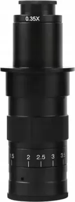 Produktbild von Rosfix ProZoom 0,35X–3,5X – Mikroskopobjektiv C‑Mount | 90–180 mm Arbeitsabstand | bis 120X Systemzoom | Metallgehäuse | Sichtfeld 40×22 mm – 4×2,2 mm