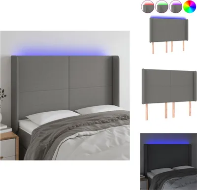 Produktbild von vidaXL LED Kopfteil Dunkelgrau 147x16x118/128 cm Stoff -  Kopf- & Fußenden