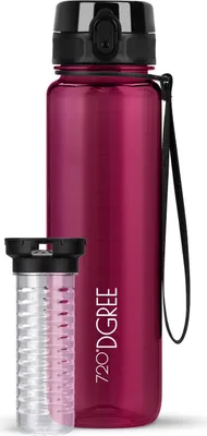 Produktbild von uberBottle crystalClear Trinkflasche mit Fruchtbehälter 1000ml / Lavish Plum/ 720DGREE