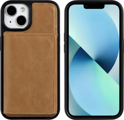 Produktbild von UNIQ Accessory iPhone 14 & 13 Hardcase Backcover - Whiteh removable card holder - Light Brown